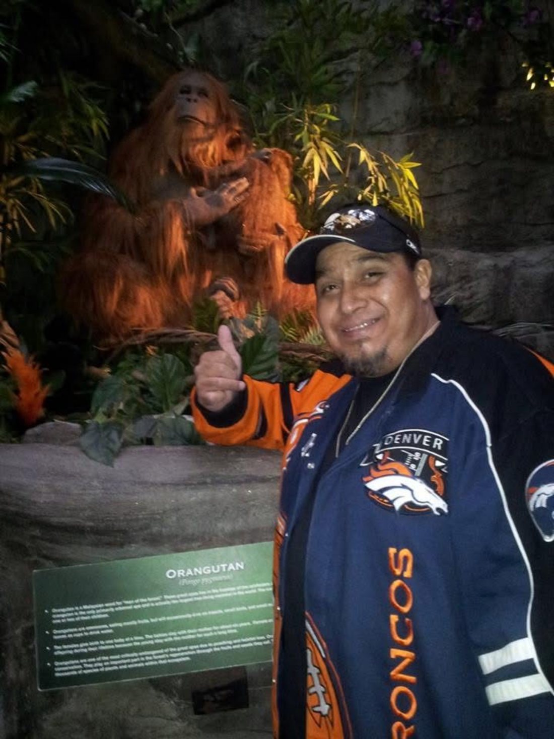 Thumbs up in his Broncos jacket