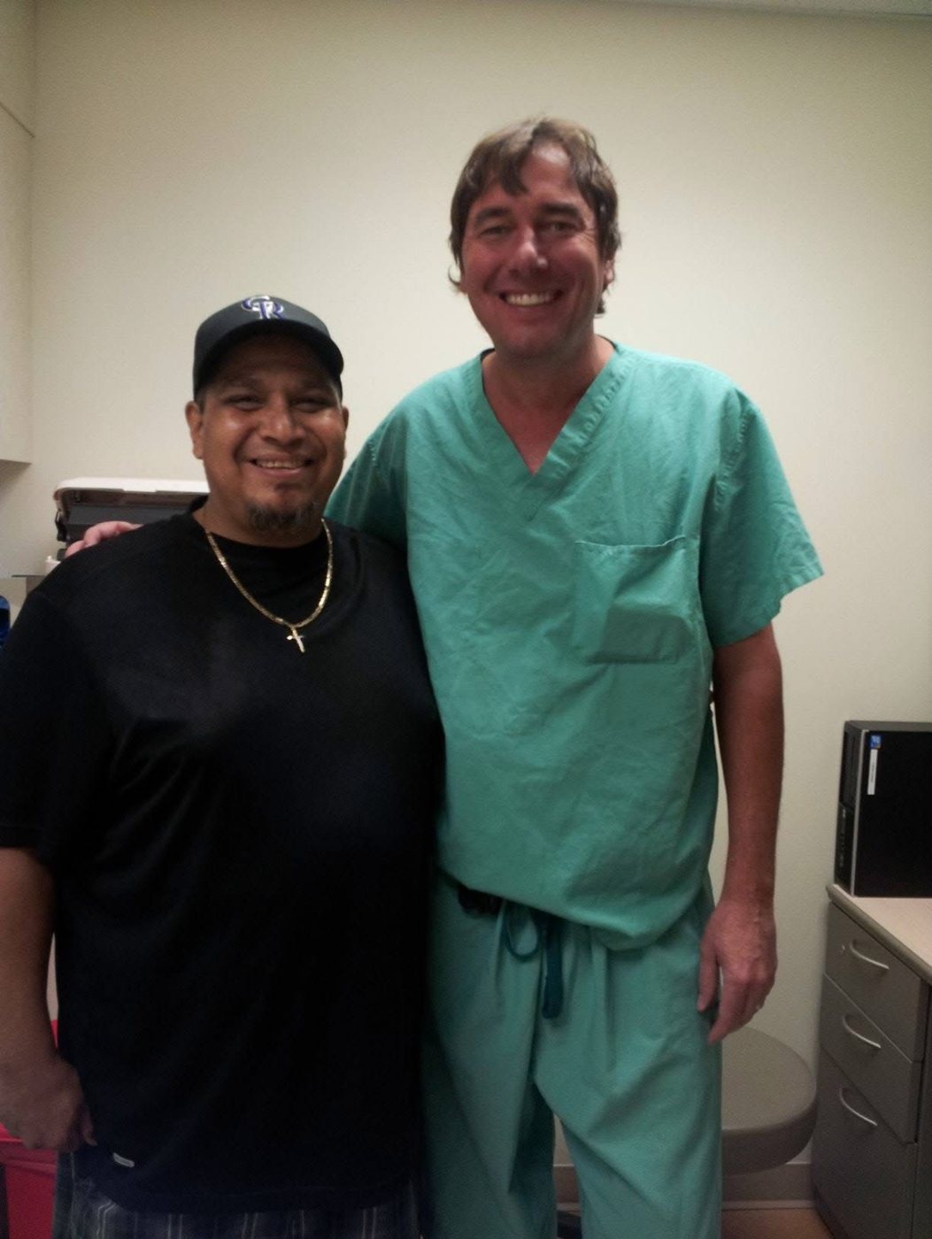 Smiling with his doctor