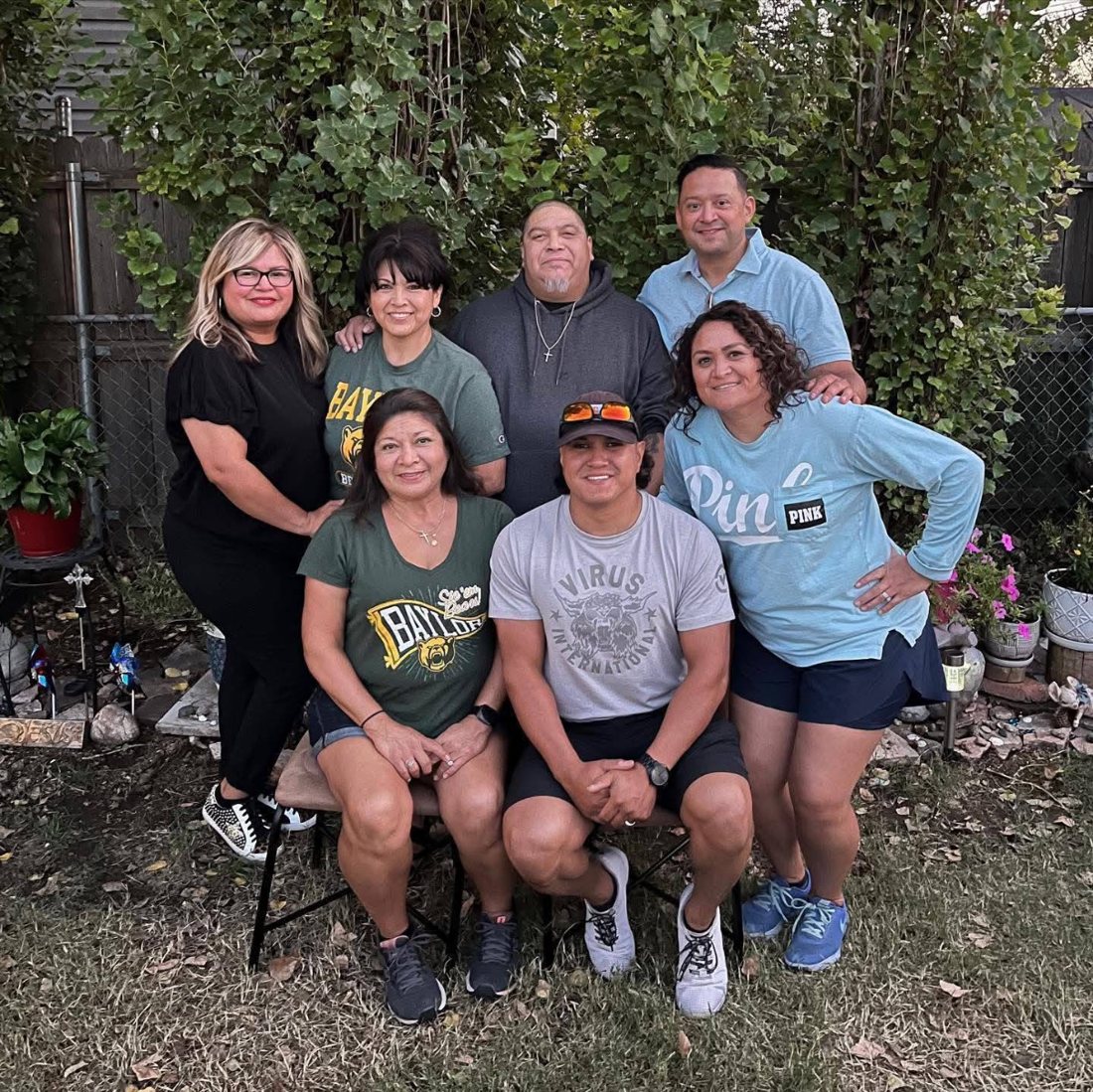 Family photo in the backyard