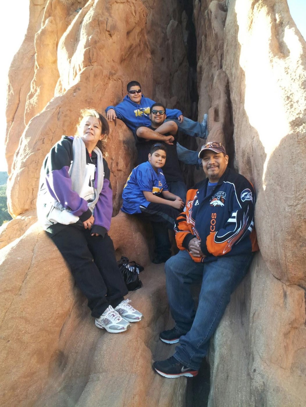 Climbing the red rocks with the family